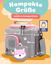 Load image into Gallery viewer, Tasche für Toniebox - &quot;BoxBag Mini&quot; für Musikbox, 10 Figuren, Grau Rosa Fuchs
