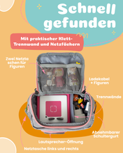 Laden Sie das Bild in den Galerie-Viewer, Tasche für Toniebox - &quot;BoxBag Mini&quot; für Musikbox, 10 Figuren, Grau Rosa Fuchs
